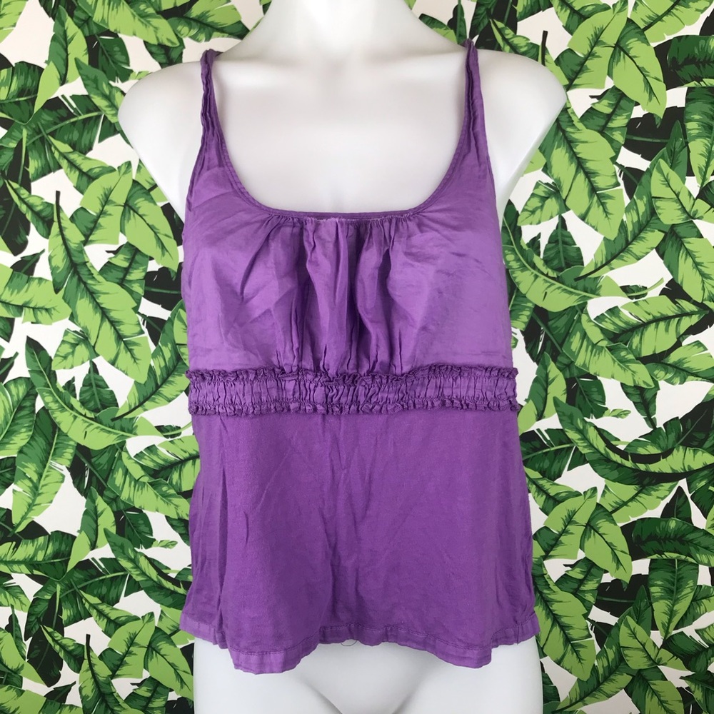 Tory Burch Purple Ruffle Tank Top